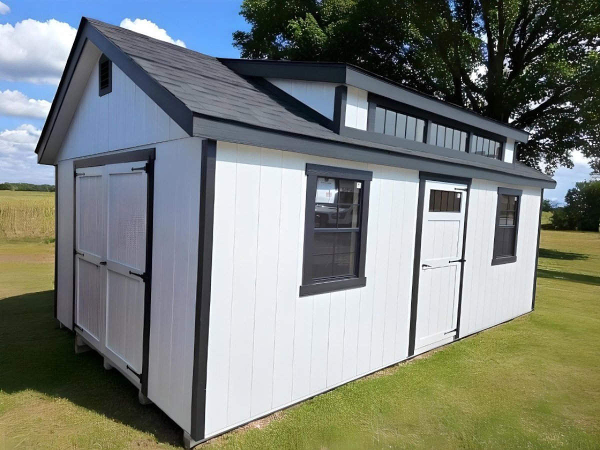 12X20 Transom Dormer with white siding and white trim