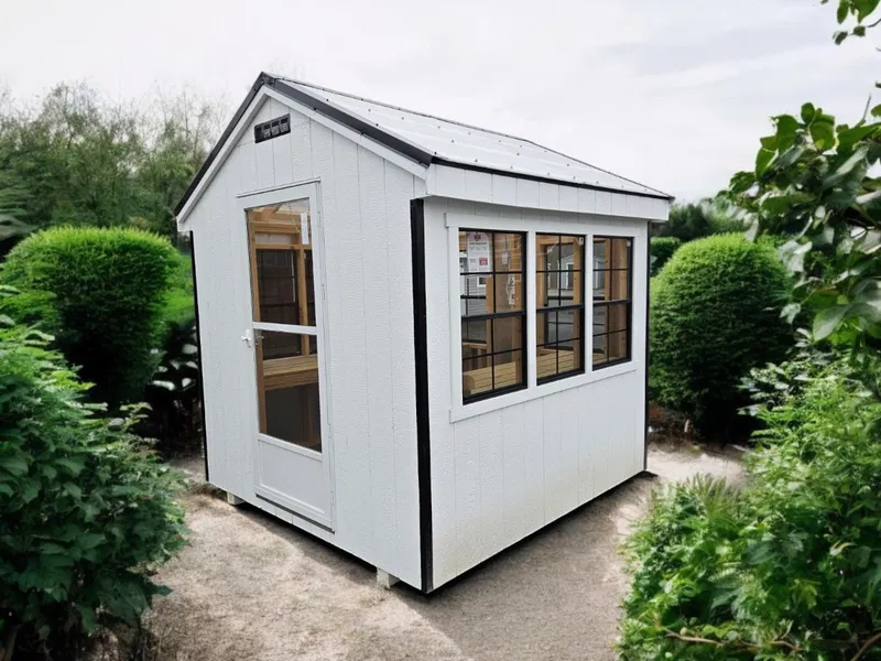 Exterior view of greenhouse with polycarbonate panels